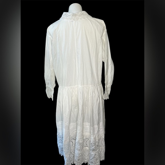 Vintage 1990’s Lone Ranger White Lace Cotton Dress Large - Picture 8 of 11